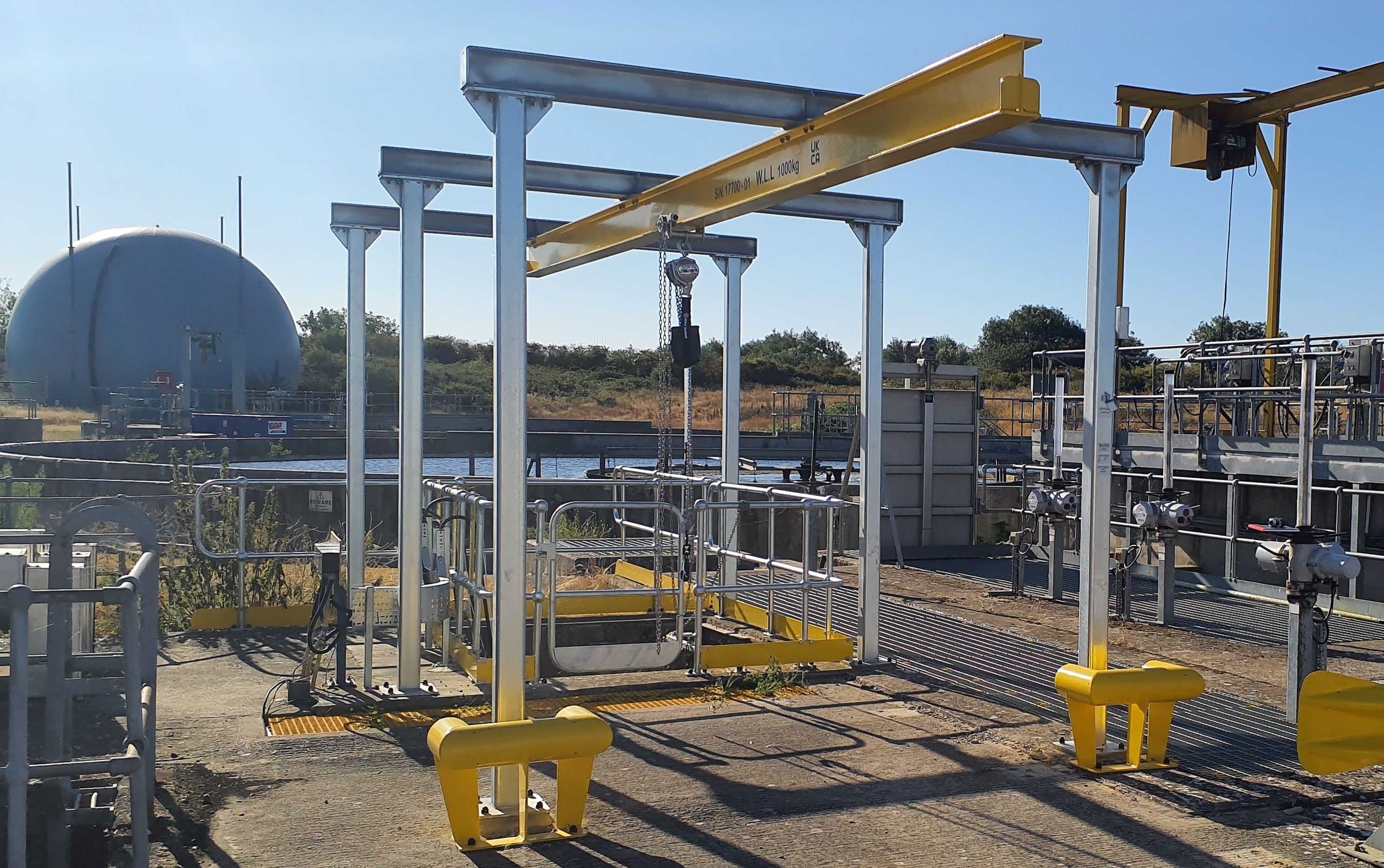 Marine equipment gantry system with industrial infrastructure and lifting capabilities